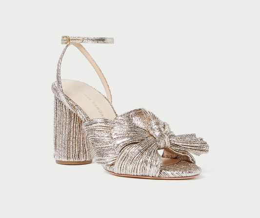 Loeffler Randall Camellia Bow Heel with Ankle Strap in Champagne