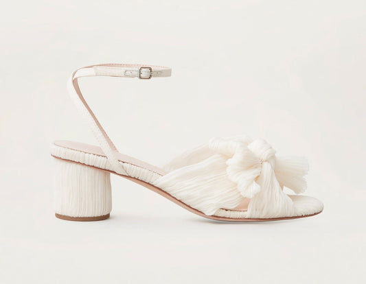 Loeffler Randall Dahlia Bow Heel with Ankle Strap in Pearl